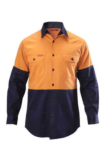 Picture of Hard Yakka Foundations Hi-Visibility Two Tone Long Sleeve Cotton Drill Shirt Y07982