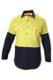 Picture of Hard Yakka Foundations Hi-Visibility Two Tone Closed Front Long Sleeve Cotton Drill Shirt With Gusset Y07984