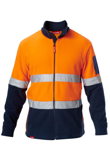 Picture of Hard Yakka Foundations Hi-Visibility Two Tone Polar Fleece Full Zip Jumper With Stretch Tape Y19317