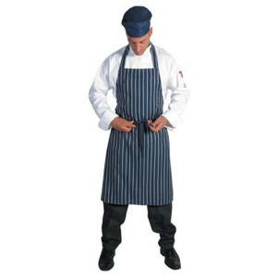 Picture of Dnc Pinstripe Full Bib Apron No Pocket 2536