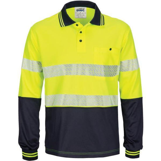 Picture of Dnc Hi-Vis Segment Taped Mircomesh Polo - Long Sleeve 3513