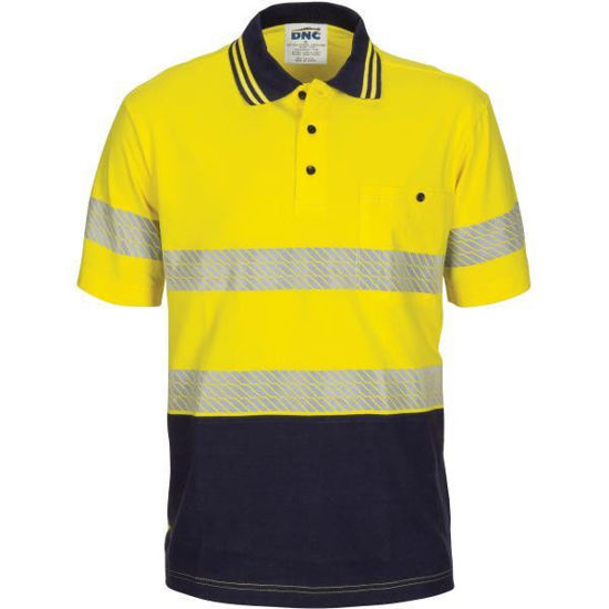 Picture of Dnc Hi-Vis Segment Taped Cotton Jersey Polo - Short Sleeve 3515