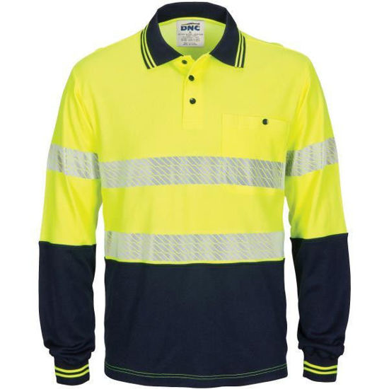 Picture of Dnc Hi-Vis Segment Taped Cotton Backed Polo - Long Sleeve 3518