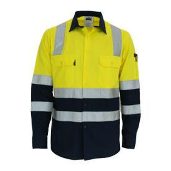 Picture of Dnc Hi-Vis 2 Tone L/W Cotton Bio-Motion & 'X' Back Shirt With Csr R/Tape - Long Sleeve 3547