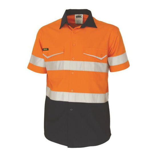 Picture of Dnc Two-Tone Ripstop Cotton Shirt With Csr Reflective Tape. Short Sleeve 3587