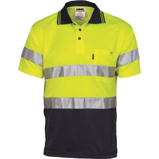 Picture of Dnc Hi-Vis D/D Cool Breathe Polo Shirt With Csr R/Tape - Short Sleeve 3715