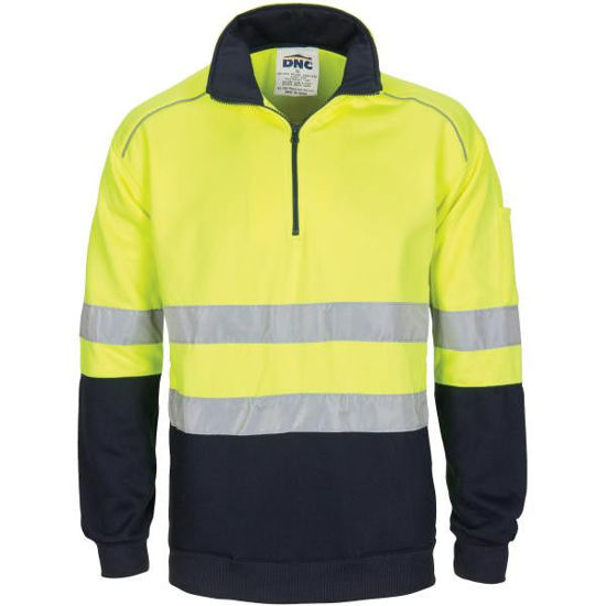 Picture of Dnc Hi-Vis 1/2 Zip Fleecy With Hoop Pattern Csr Reflective Tape 3729