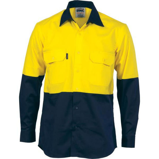 Picture of Dnc Hi-Vis Cool-Breeze Vertical Vented Cotton Shirt - Long Sleeve 3732