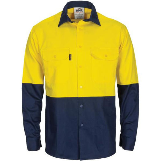 Picture of Dnc Hi-Vis L/W Cool-Breeze T2 Vertical Vented Cotton Shirt With Gusset Sleeves - Long Sleeve 3733