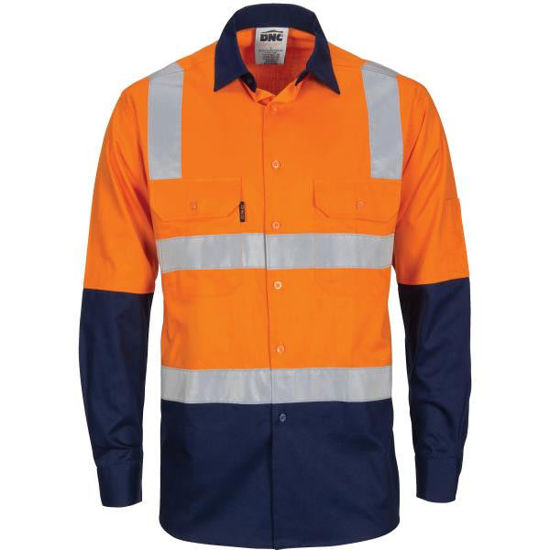 Picture of Dnc Hi-Vis Two Tone Cool-Breeze Cotton Shirt With Hoop & Shoulder Csr Reflective Tape - Long Sleeve 3747