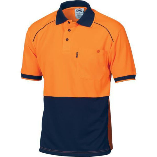 Picture of Dnc Hi-Vis Cool Breathe Front Piping Polo - Short Sleeve 3754