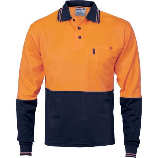 Picture of Dnc Cotton Back Hi-Vis Two Tone Fluoro Polo, Long Sleeve 3816