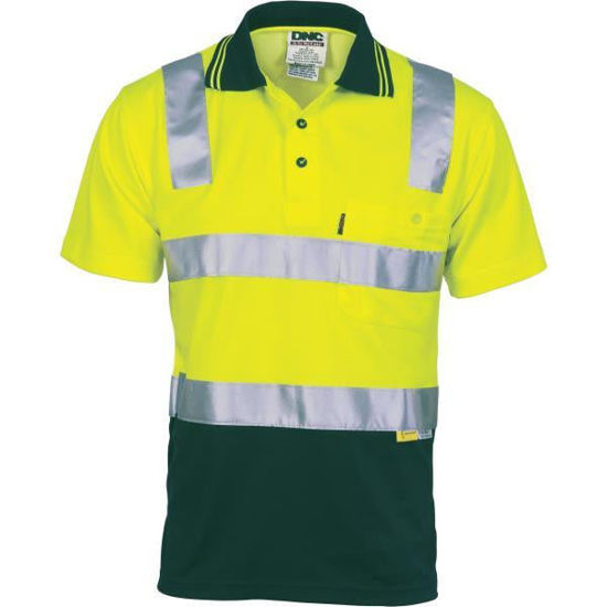 Picture of Dnc Hi-Vis Cotton Back Two Tone Polo Shirt With 3M Reflective Tape, Short Sleeve 3817