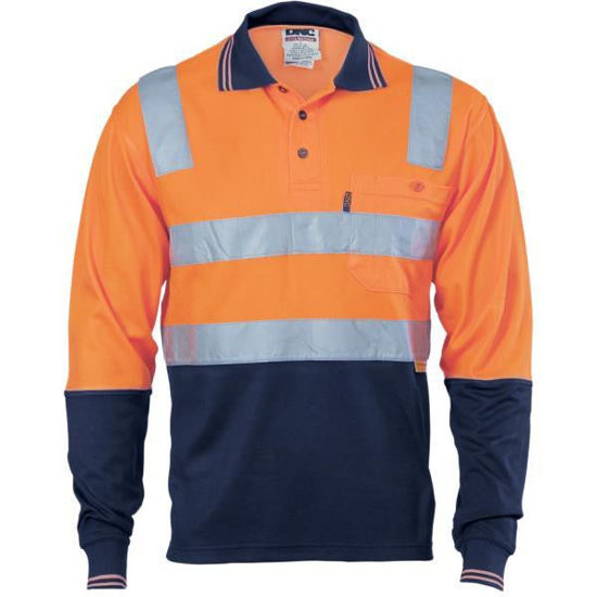 Picture of Dnc Hi-Vis Cotton Back Two Tone Polo Shirt With 3M Reflective Tape, Long Sleeve 3818