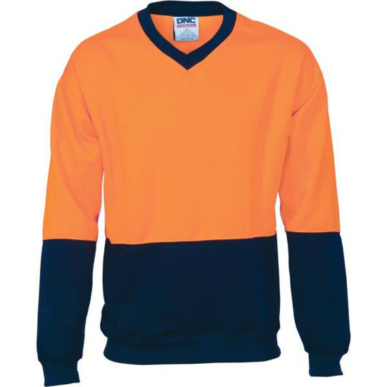 Picture of Dnc Hi-Vis Two Tone Fleecy Sweat Shirt, V-Neck 3822