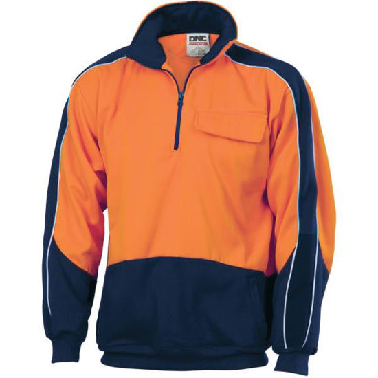 Picture of Dnc Hi-Vis Two Tone 1/2 Zip Hi-Neck Panel Feecy Windcheater 3823