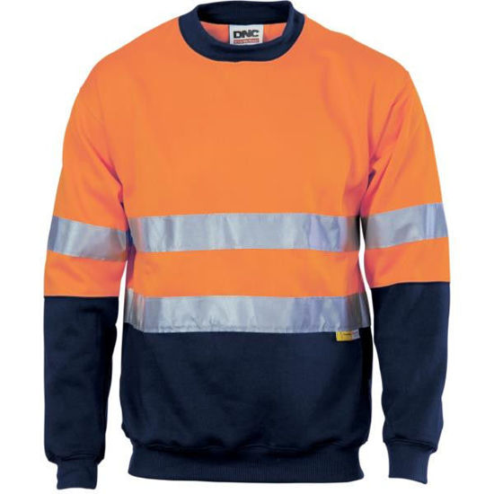 Picture of Dnc Hi-Vis Two Tone Fleecy Sweat Shirt, Crew Neck With 3M Reflective Tape 3824