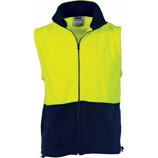 Picture of Dnc Hi-Vis Two Tone Full Zip Polar Fleece Vest 3828