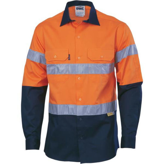 Picture of Dnc Hi-Vis Two Tone Cool-Breeze Cotton Shirt With 3M Reflective Tape, Long Sleeve 3886