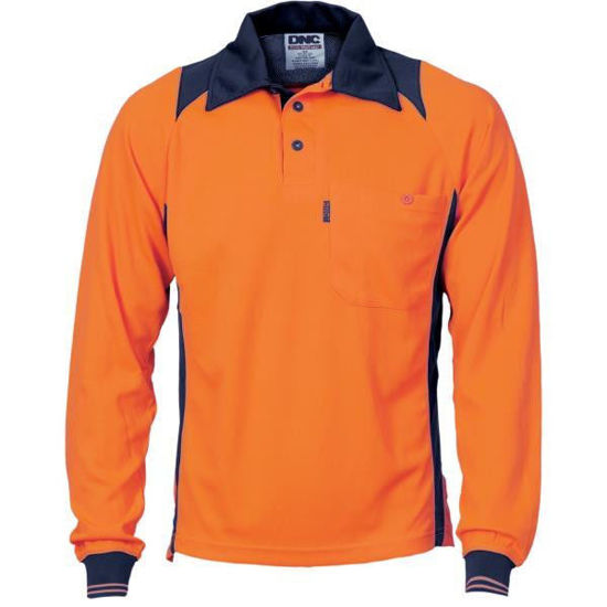 Picture of Dnc Hi-Vis Two Tone Action Polo Long Sleeve 3894