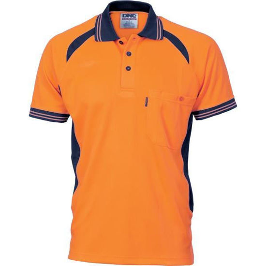 Picture of Dnc Hi-Vis Cool-Breeze Contrast Mesh Panel Polo Shirt, Short Sleeve 3901