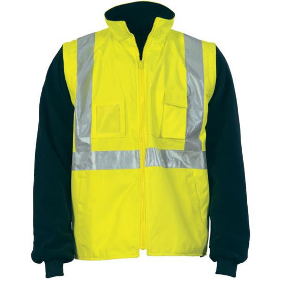 Picture of Dnc Hi-Vis Cross Back D/N "4 In 1" Zip Off Sleeve Reversible Vest 3994