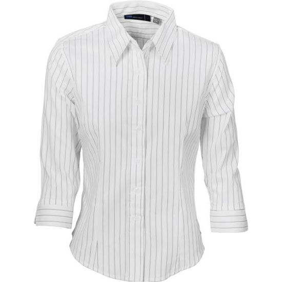 Picture of Dnc Ladies Stretch Yarn Dyed Contrast Stripe Shirt, 3/4 Sleeve 4234