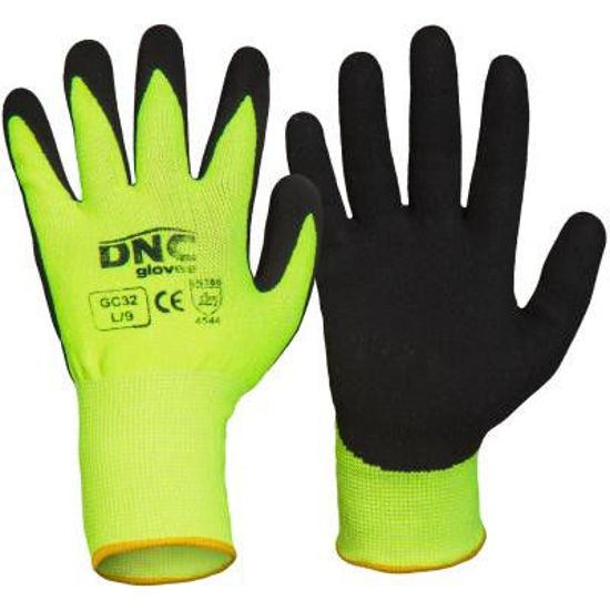 Picture of Dnc Hi-Vis Cut5 - Nitrile Sandy Shinish Glove gc32