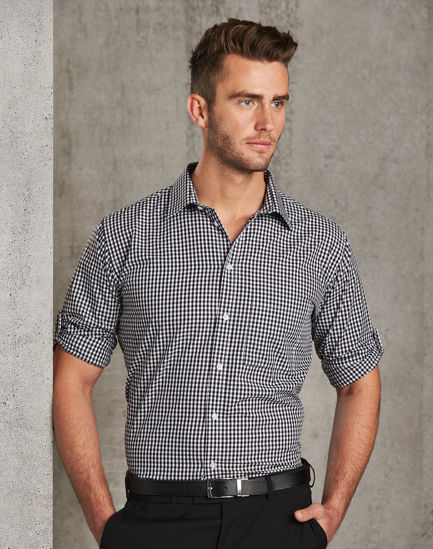 Picture of Winning Spirit Men'S Gingham Check Roll-Up L/S Shirt M7300L