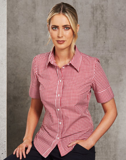 Picture of Winning Spirit Women'S Gingham Check S/S Shirt M8300S