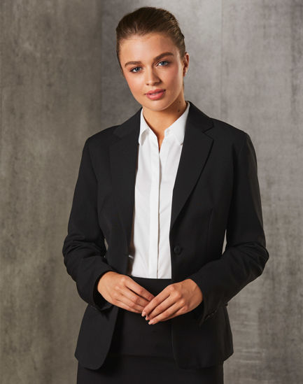 Picture of Winning Spirit Women'S One Button Cropped Jacket In Poly/Viscose Stretch Stripe M9208