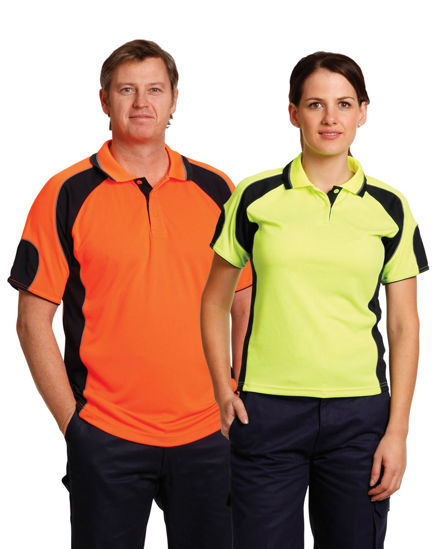 Picture of Winning Spirit Men'S Hi-Vis Cooldry Contrast Polo With Sleeve Panels SW61