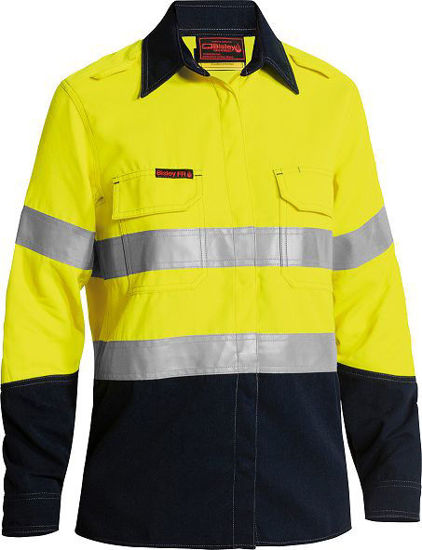 Picture of Bisley Women'S Tencate Tecasafe Plus 580 Taped Hi Vis Lightweight Fr Vented Shirt BL8098T