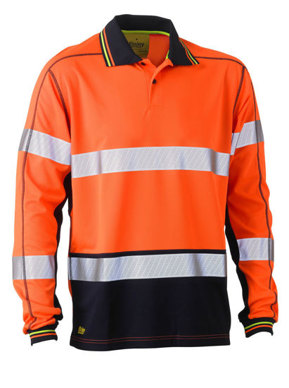 Picture of Bisley Taped Two Tone Hi Vis Polyester Mesh Long Sleeve Polo Shirt BK6219T