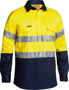 Picture of Bisley 2 Tone Closed Front Hi Vis Drill Shirt 3M Reflective Tape - Long Sleeve BTC6456
