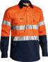 Picture of Bisley 2 Tone Closed Front Hi Vis Drill Shirt 3M Reflective Tape - Long Sleeve BTC6456