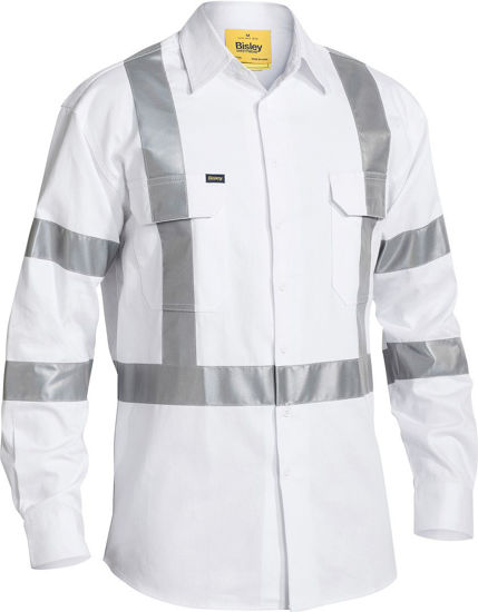 Picture of Bisley 3M Taped White Drill Shirt BS6807T