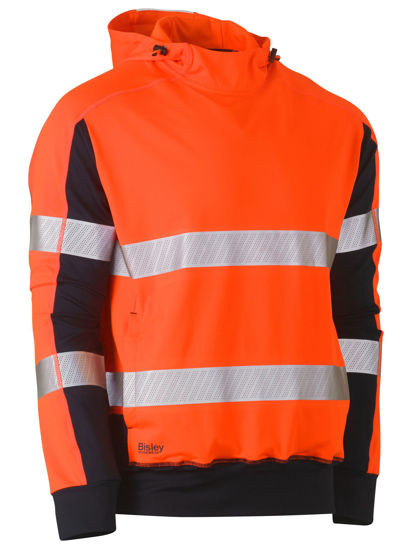 Picture of Bisley Taped Hi Vis Stretchy Fleece Hoodie BK6815T