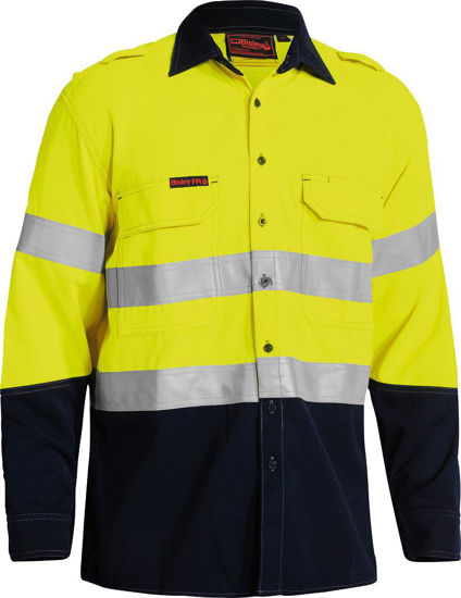 Picture of Bisley Tencate Tecasafe Plus Taped 2 Tone Hi Vis Fr Vented Long Sleeve Shirt BS8082T