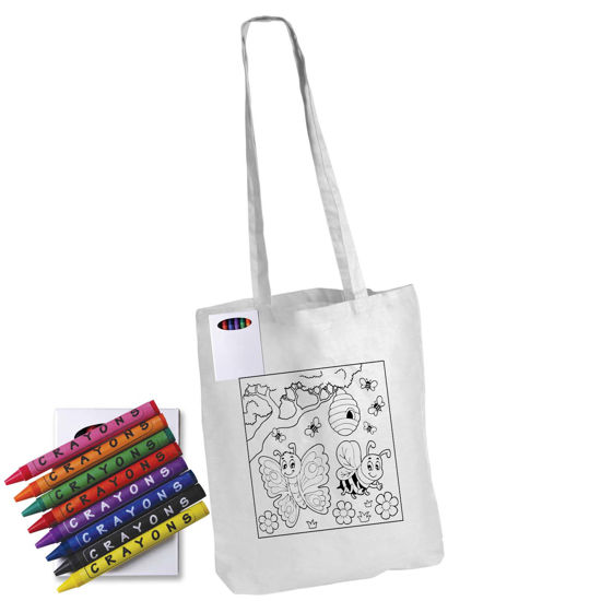 Picture of Colouring Long Handle Cotton Bag & Crayons LL5521