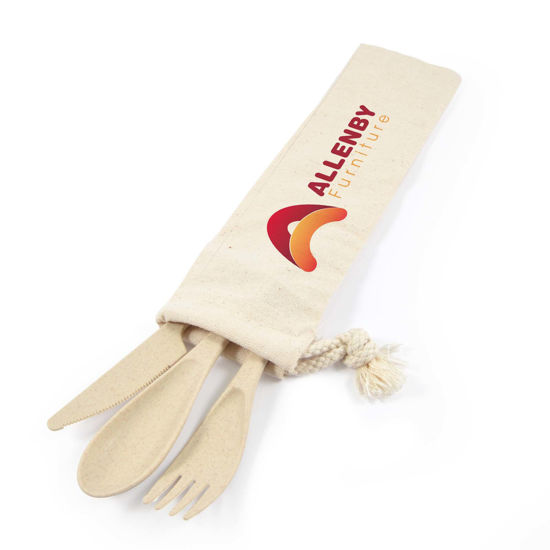 Picture of Delish Eco Cutlery Set in Calico Pouch LL8790