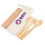 Picture of Miso Bamboo Cutlery Set & Straws in Calico Pouch LL8795
