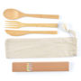 Picture of Miso Bamboo Cutlery Set & Straws in Calico Pouch LL8795